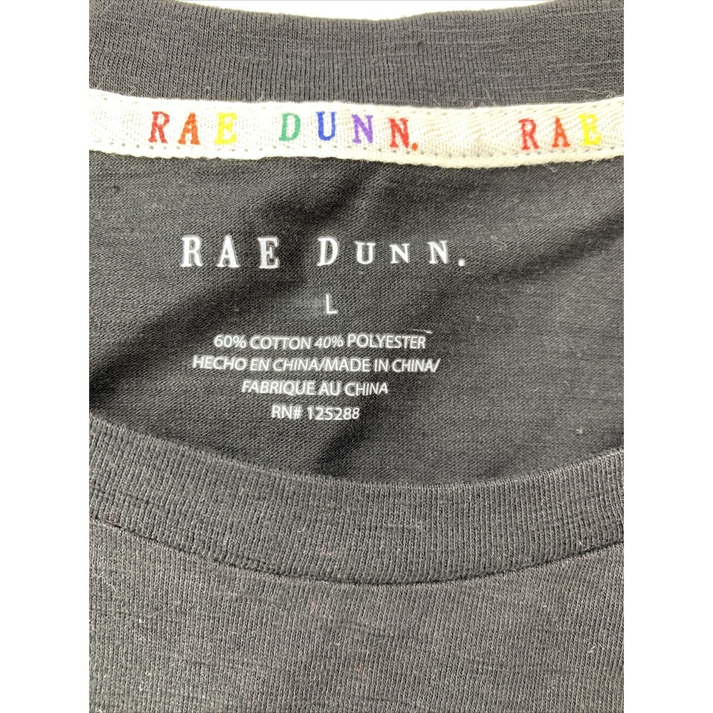 Rae Dunn Be Proud Rainbow Graphic Tee Black Slub T-Shirt Womens Large NEW NWT - Picture 5 of 12